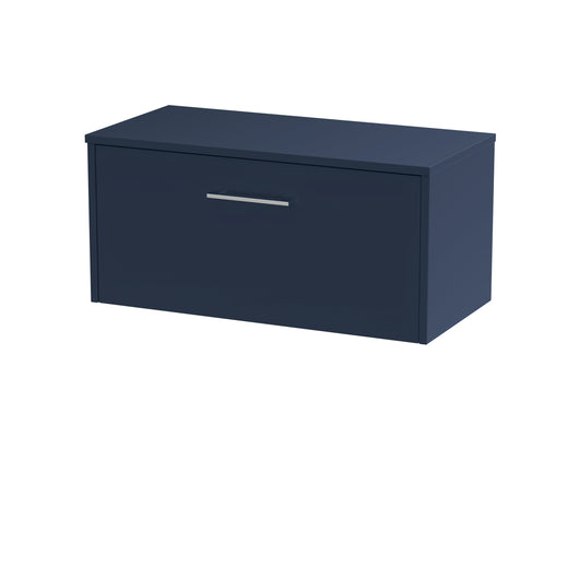  Hudson Reed Juno 800mm Wall Hung Single Drawer Vanity & Worktop - Midnight Blue