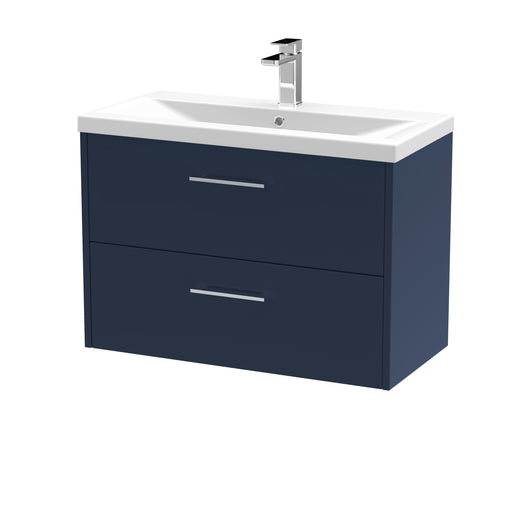  Hudson Reed Juno 800mm Wall Hung 2-Drawer Vanity & Basin 1 - Midnight Blue