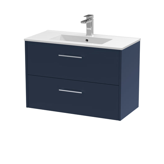  Hudson Reed Juno 800mm Wall Hung 2-Drawer Vanity & Basin 2 - Midnight Blue