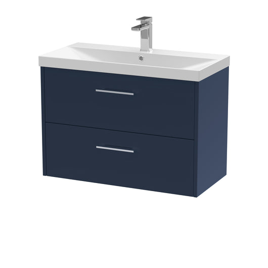  Hudson Reed Juno 800mm Wall Hung 2-Drawer Vanity & Basin 3 - Midnight Blue