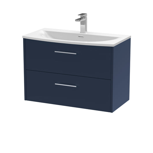  Hudson Reed Juno 800mm Wall Hung 2-Drawer Vanity & Basin 4 - Midnight Blue