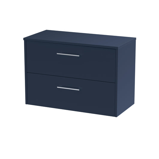  Hudson Reed Juno 800mm Wall Hung 2-Drawer Vanity & Worktop - Midnight Blue