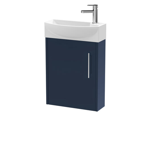  Hudson Reed Juno Compact 440mm Wall Hung 1-Door Unit & 1TH Basin LH - Midnight Blue