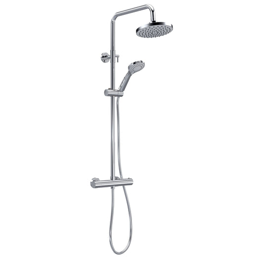 Eco Round Modern Exposed Rigid Riser Thermostatic Shower Set  Chrome