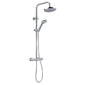 Eco Round Modern Exposed Rigid Riser Thermostatic Shower Set  Chrome