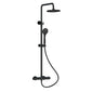 Lunar Black Round Exposed Rigid Riser Thermostatic Shower Set