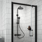 Lunar Black Round Exposed Rigid Riser Thermostatic Shower Set