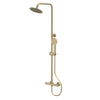  REGAR ROUND Exposed Rigid Riser Thermostatic Shower Set - Brushed Brass - welovecouk
