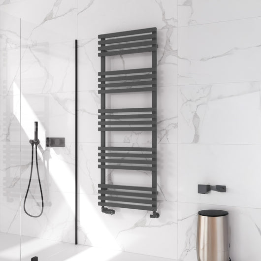  Reina Kale Designer Heated Towel Rail - 816 x 500mm - Anthracite - welovecouk