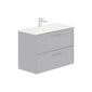 LECICO Zara 80cm 2-Drawer Wall Hung Vanity Unit - Matt Light Grey