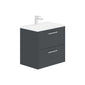 LECICO Zara 60cm 2-Drawer Wall Hung Vanity Unit - Matt Anthracite
