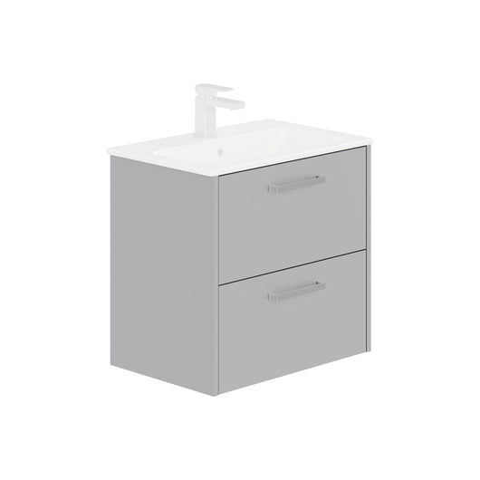  LECICO Zara 60cm 2-Drawer Wall Hung Vanity Unit - Matt Light Grey