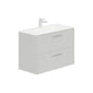 LECICO Zara 80cm 2-Drawer Wall Hung Vanity Unit - Gloss White