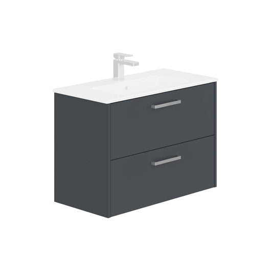  LECICO Zara 80cm 2-Drawer Wall Hung Vanity Unit - Matt Anthracite