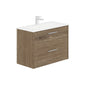 LECICO Zara 80cm 2-Drawer Wall Hung Vanity Unit - Oak