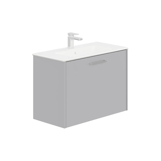 LECICO Zara 80cm 1-Drawer Wall Hung Vanity Unit - Matt Light Grey