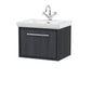 Hudson Reed Lille 600mm Wall Hung 1 Drawer Vanity Unit & Basin - Graphite Grey Woodgrain