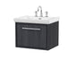 Hudson Reed Lille 600mm Wall Hung 1 Drawer Vanity Unit & Basin - Graphite Grey Woodgrain