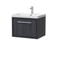 Hudson Reed Lille 600mm Wall Hung 1 Drawer Vanity Unit & Basin - Graphite Grey Woodgrain