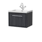 Hudson Reed Lille 600mm Wall Hung 1 Drawer Vanity Unit & Basin - Graphite Grey Woodgrain