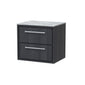 Hudson Reed Lille 600mm Wall Hung 2 Drawer Vanity Unit - Graphite Grey Woodgrain