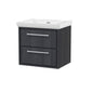 Hudson Reed Lille 600mm Wall Hung 2 Drawer Vanity Unit & Basin - Graphite Grey Woodgrain