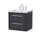 Hudson Reed Lille 600mm Wall Hung 2 Drawer Vanity Unit & Basin - Graphite Grey Woodgrain