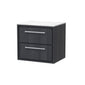 Hudson Reed Lille 600mm Wall Hung 2 Drawer Vanity Unit - Graphite Grey Woodgrain