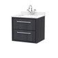 Hudson Reed Lille 600mm Wall Hung 2 Drawer Vanity Unit & Basin - Graphite Grey Woodgrain