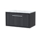 Hudson Reed Lille 800mm Wall Hung 1 Drawer Vanity Unit - Graphite Grey Woodgrain