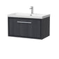 Hudson Reed Lille 800mm Wall Hung 1 Drawer Vanity Unit & Basin - Graphite Grey Woodgrain