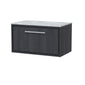 Hudson Reed Lille 800mm Wall Hung 1 Drawer Vanity Unit - Graphite Grey Woodgrain