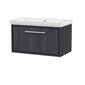 Hudson Reed Lille 800mm Wall Hung 1 Drawer Vanity Unit & Basin - Graphite Grey Woodgrain