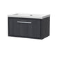 Hudson Reed Lille 800mm Wall Hung 1 Drawer Vanity Unit & Basin - Graphite Grey Woodgrain