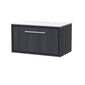 Hudson Reed Lille 800mm Wall Hung 1 Drawer Vanity Unit - Graphite Grey Woodgrain