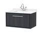 Hudson Reed Lille 800mm Wall Hung 1 Drawer Vanity Unit & Basin - Graphite Grey Woodgrain