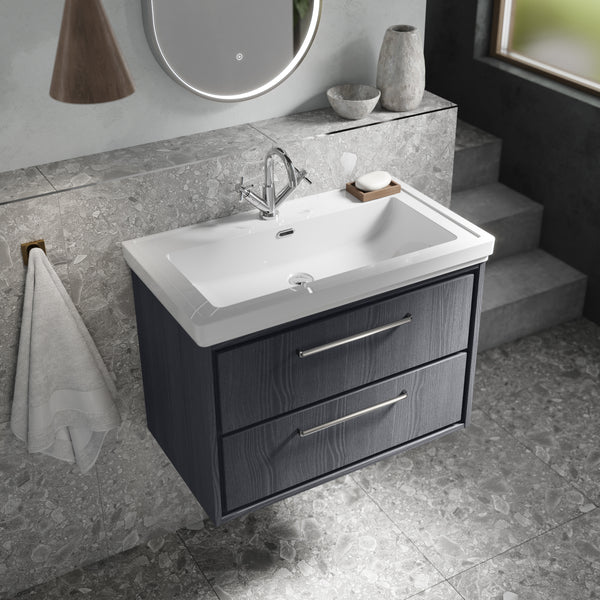 Hudson Reed Lille 800mm Wall Hung 2-Drawer Vanity Unit & Basin ...