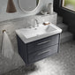 Hudson Reed Lille 800mm Wall Hung 2 Drawer Vanity Unit & Basin - Graphite Grey Woodgrain