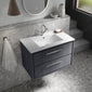 Hudson Reed Lille 800mm Wall Hung 2 Drawer Vanity Unit & Basin - Graphite Grey Woodgrain