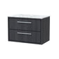 Hudson Reed Lille 800mm Wall Hung 2 Drawer Vanity Unit - Graphite Grey Woodgrain