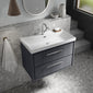 Hudson Reed Lille 800mm Wall Hung 2 Drawer Vanity Unit & Basin - Graphite Grey Woodgrain