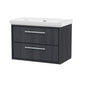 Hudson Reed Lille 800mm Wall Hung 2 Drawer Vanity Unit & Basin - Graphite Grey Woodgrain