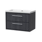 Hudson Reed Lille 800mm Wall Hung 2 Drawer Vanity Unit & Basin - Graphite Grey Woodgrain