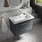 Hudson Reed Lille 800mm Wall Hung 2 Drawer Vanity Unit & Basin - Graphite Grey Woodgrain