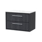 Hudson Reed Lille 800mm Wall Hung 2 Drawer Vanity Unit - Graphite Grey Woodgrain