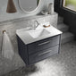 Hudson Reed Lille 800mm Wall Hung 2 Drawer Vanity Unit & Basin - Graphite Grey Woodgrain