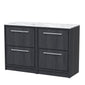 Hudson Reed Lille 1200mm Floor Standing 4-Drawer Vanity Unit - Graphite Grey Woodgrain