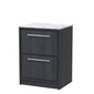 Hudson Reed Lille 600mm Floor Standing 2 Drawer Vanity Unit - Graphite Grey Woodgrain