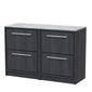 Hudson Reed Lille 1200mm Floor Standing 4-Drawer Vanity Unit - Graphite Grey Woodgrain