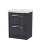 Hudson Reed Lille 600mm Floor Standing 2 Drawer Vanity Unit & Basin - Graphite Grey Woodgrain